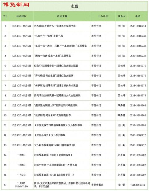 淄博市发布第18期全民阅读活动清单